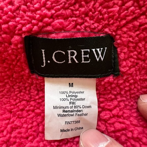 J Crew Vest Girls Medium Full Zip Down Fill Puffer Pink Pockets Mock Neck - Picture 4 of 10